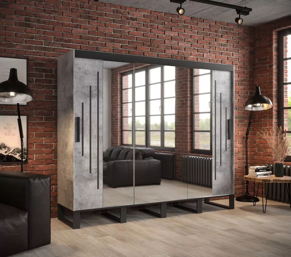 Skapis Loft Y2 · Betons · 250 × 62 × 212 cm