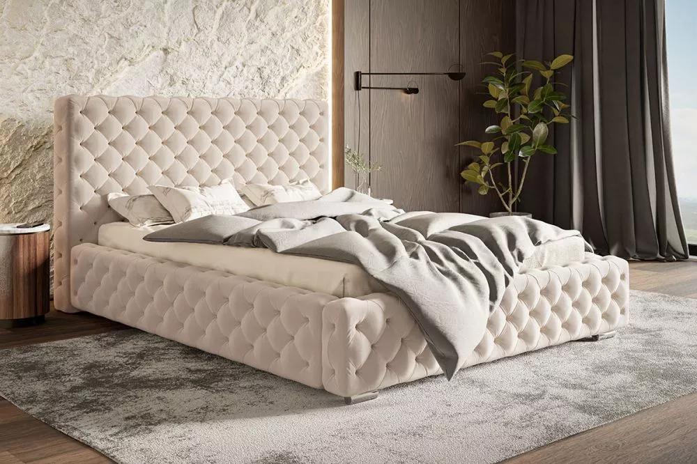 Gulta Bed 15 standard ar stelāžu Guļamvietas platums: 120 cm, Guļamvietas garums: 200 cm, stelāžas tips: koka, · Krēma ·