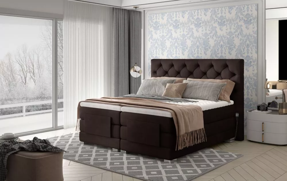 Gulta Clover Electric Boxspring Lux standard Guļamvietas platums: 180 cm, Guļamvietas garums: 200 cm, · Tumši brūns · 19