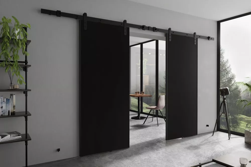 Bīdāmās durvis Arua Duo · Melns · 212 × 205 cm
