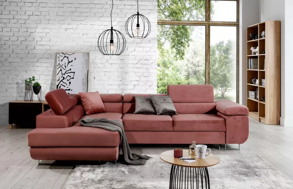 Dīvāns Anton Lux Standard · Tumši rozā · 202 × 275 × 90 cm
