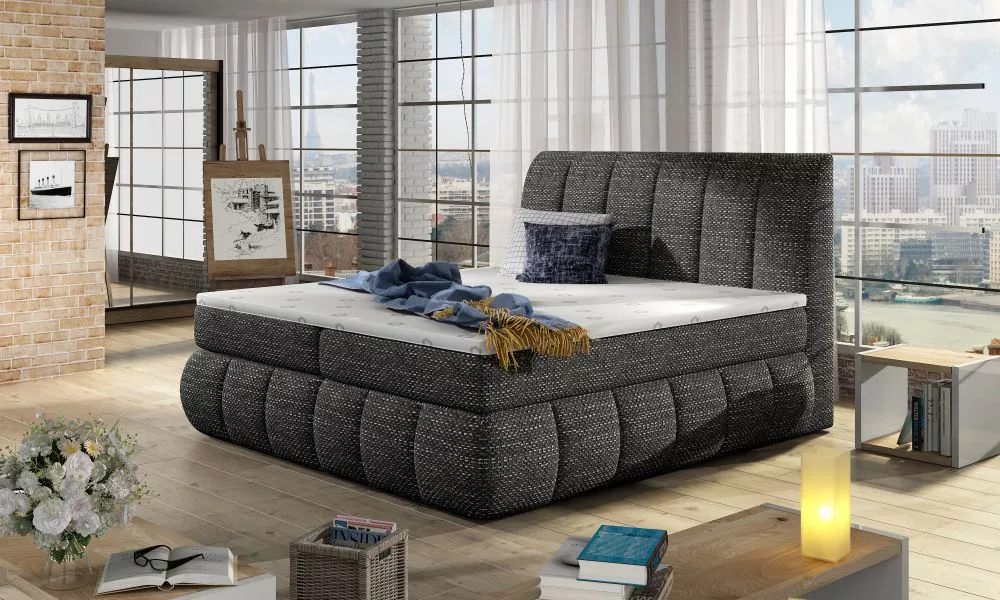 Gulta Vincenzo Boxspring standard Guļamvietas platums: 140 cm, Guļamvietas garums: 200 cm, · Grafīts · 160 × 224 × 126 c