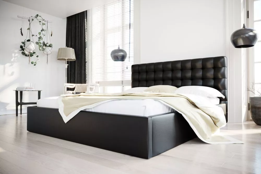 Gulta Loft Standard ar stelāžu Guļamvietas platums: 180 cm, Guļamvietas garums: 200 cm, stelāžas tips: koka, · Melns · 1