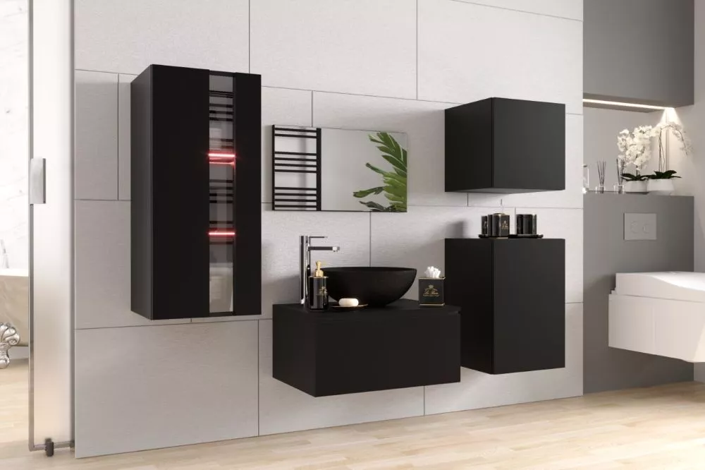 Vannas istabas komplekts Alius 35 ar LED · Melns · 123 × 174 × 42 cm