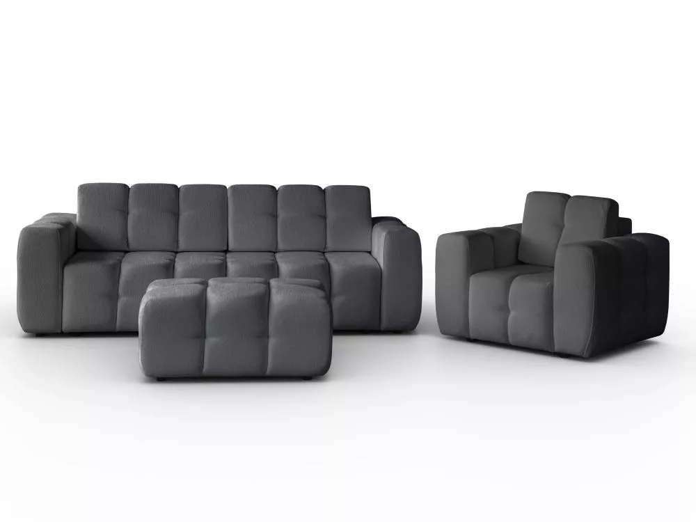 Komplekts Bona 3S+1S+P Standard · Tumši pelēks · 100 × 240 × 90 cm