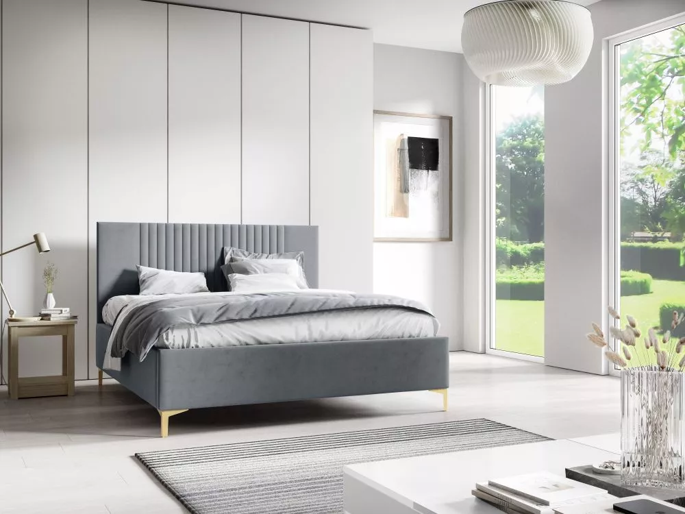Gulta PK32 ar stelāžu Guļamvietas platums: 140 cm, Guļamvietas garums: 200 cm, stelāžas tips: metāla, · Pelēks · 148 × 2