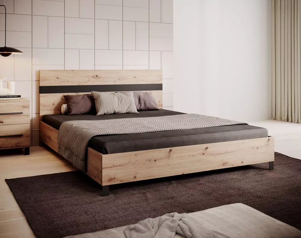 Gulta Malen ar stelāžu Guļamvietas platums: 160 cm, Korpusa krāsa: ozols artisan, Guļamvietas garums: 200 cm, stelāžas t