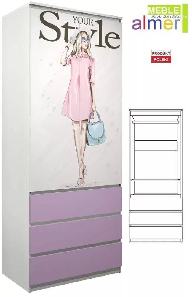 Bērnu skapis Fashion C13 · 90 × 55 × 224 cm