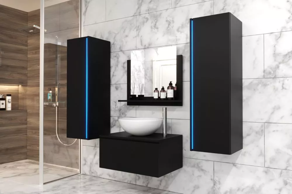 Vannas istabas komplekts Alius 1 ar LED · Melns · 110 × 35 cm