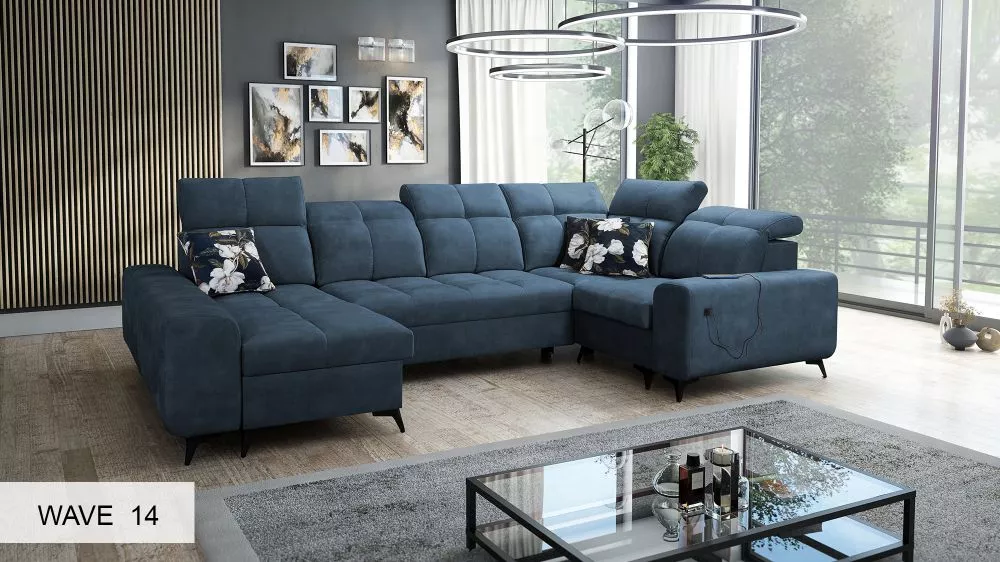 Dīvāns Golden 4 standard · Zila · 202 × 331 × 85 cm
