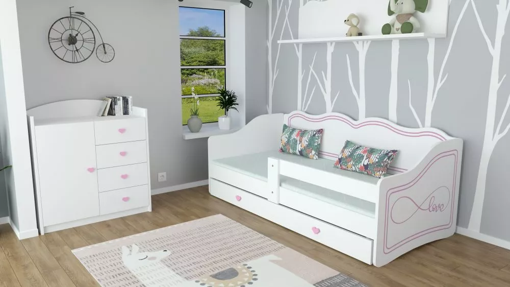 Bērnu gulta Royal Love 2 80x160 ar stelāžu Guļamvietas platums: 80 cm, Guļamvietas garums: 160 cm, · 84 × 164 × 70 cm
