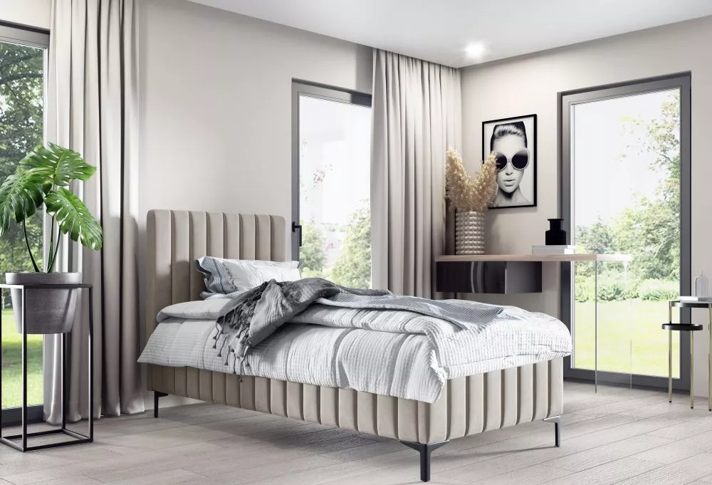 Gulta Milo Mini Standard ar stelāžu Guļamvietas platums: 90 cm, Guļamvietas garums: 200 cm, · Bēši pelēks · 108 × 224 × 