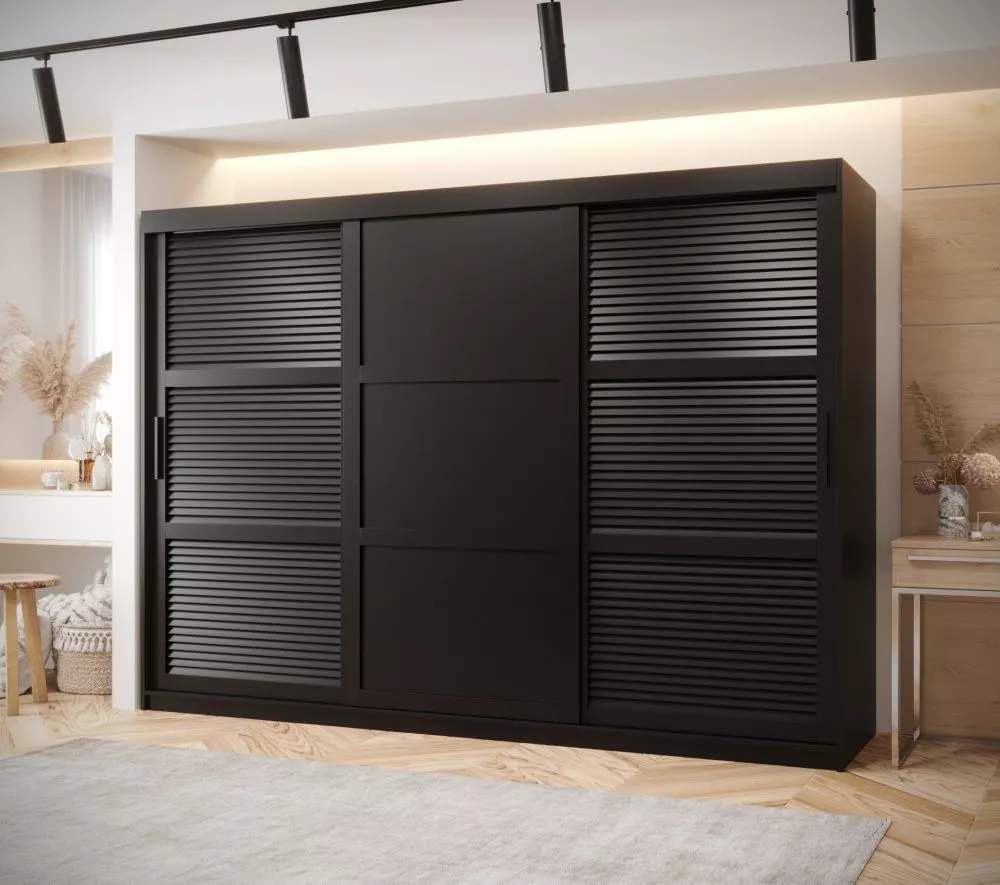 Skapis Zaluzja 3 · Melns · 250 × 62 × 200 cm