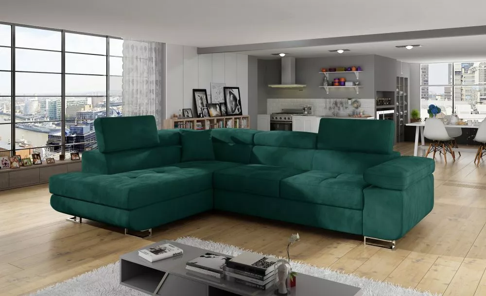 Dīvāns Anton Lux Standard · Tumši zaļš · 202 × 275 × 90 cm
