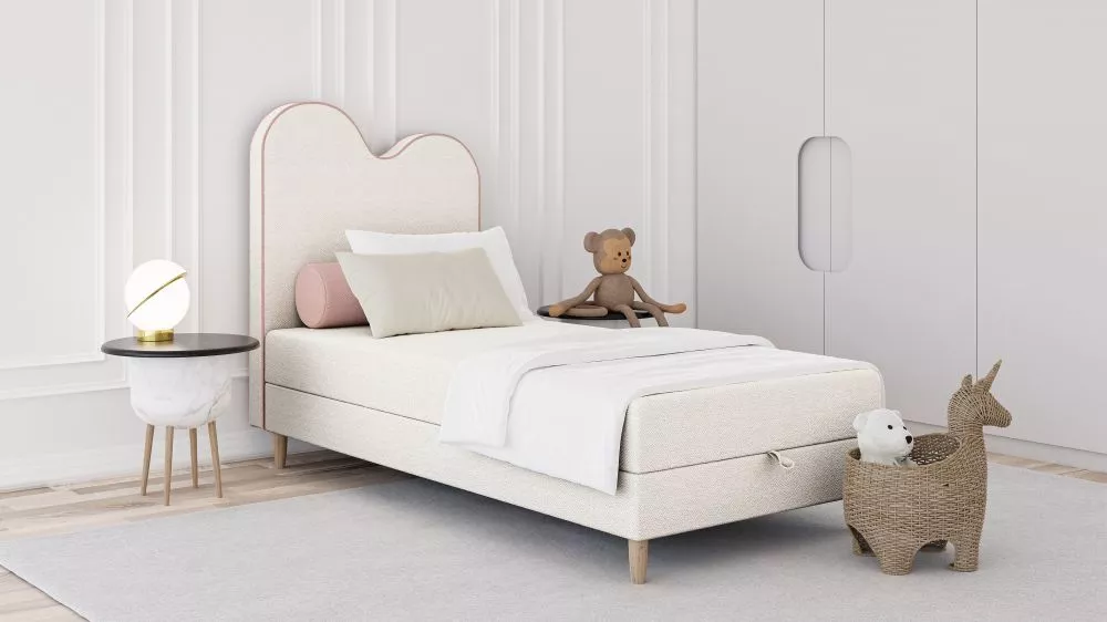 Bērnu gulta Wave 90x180 Boxspring Standard Guļamvietas platums: 90 cm, Guļamvietas garums: 180 cm, · Gaiši bēšs · 90 × 1