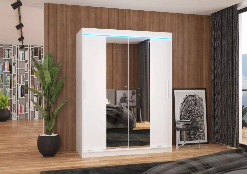 Skapis Iness ar LED · Balts · 150 × 58 × 200 cm
