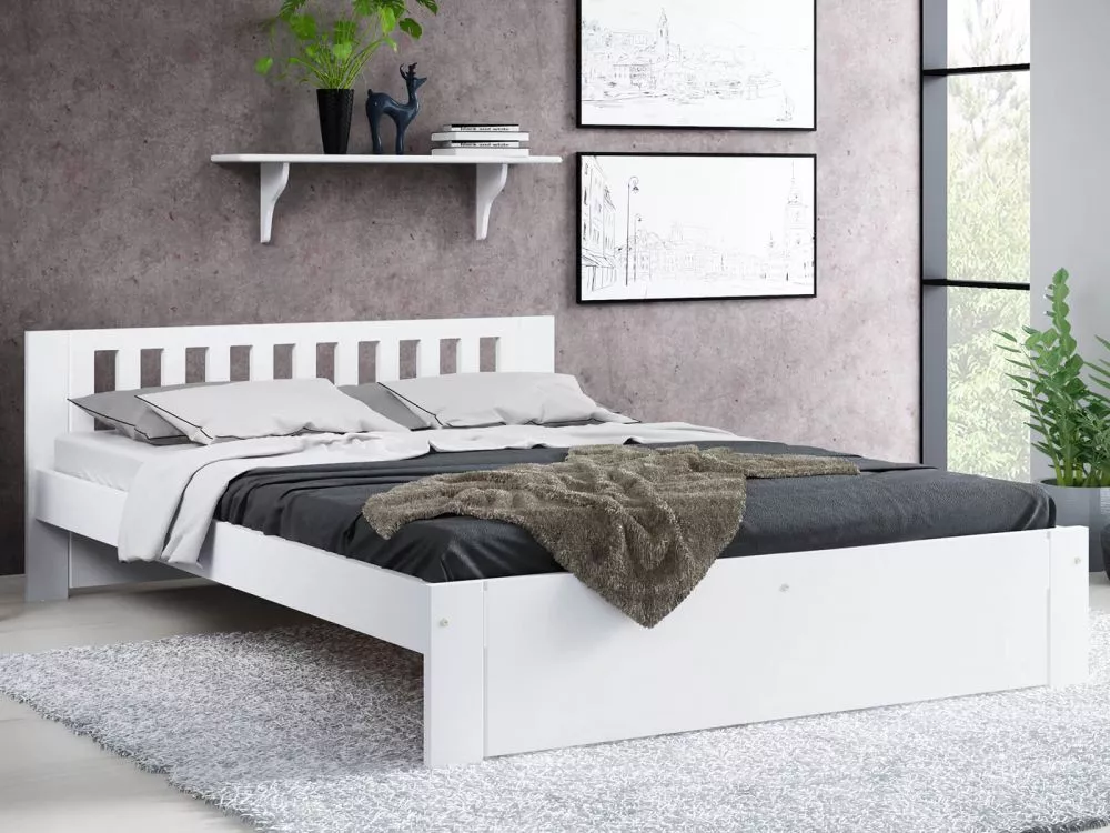 Gulta DMD-7 Magnat ar stelāžu Guļamvietas platums: 160 cm, Guļamvietas garums: 200 cm, · Balts · 168 × 206 × 65 cm