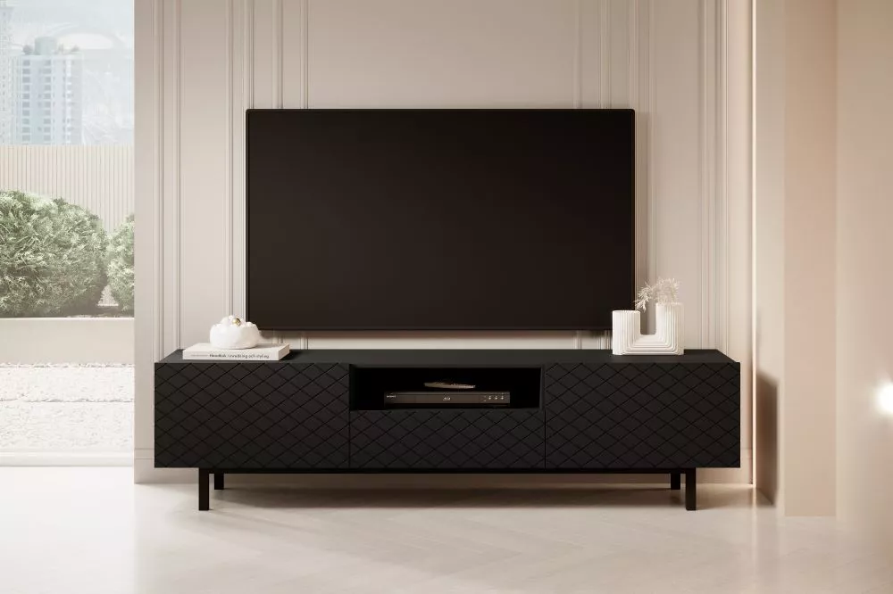 TV tumba Scalia 2 RTV 190 2K1SZ Black · Melna · 190 × 42 × 49 cm