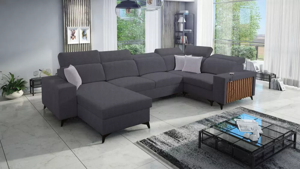 Dīvāns Bartone 4 Standard · Tumši pelēks · 203 × 361 × 83 cm
