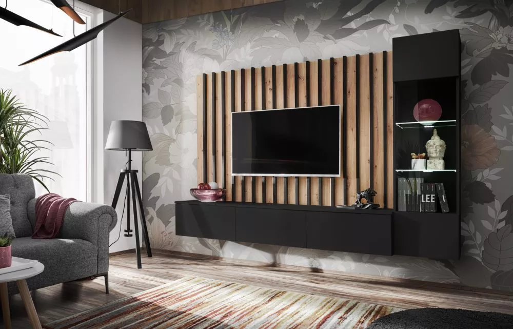 Sekcija Verti ar LED Korpusa krāsa: melns, · 220 × 35 × 148 cm