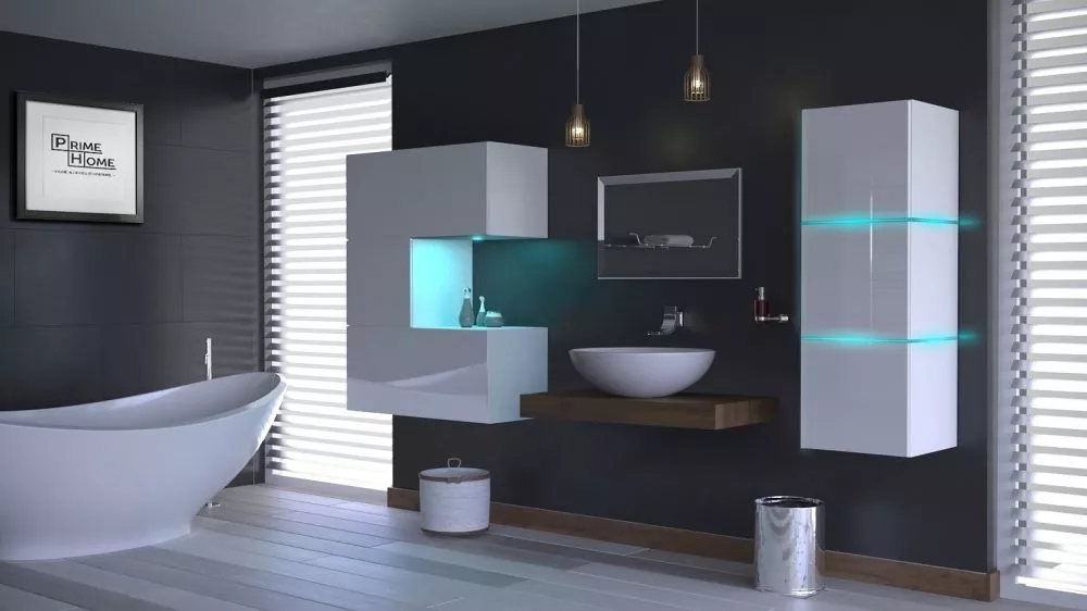 Vannas istabas komplekts Alius 52 ar LED · Balts · 114 × 35 cm