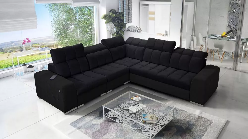 Dīvāns Pagano 3 Premium Standard · Melns · 285 × 285 × 83 cm