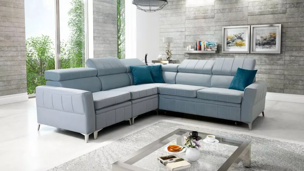 Dīvāns Bartez 4 Standard · Gaiši zils · 262 × 272 × 80 cm