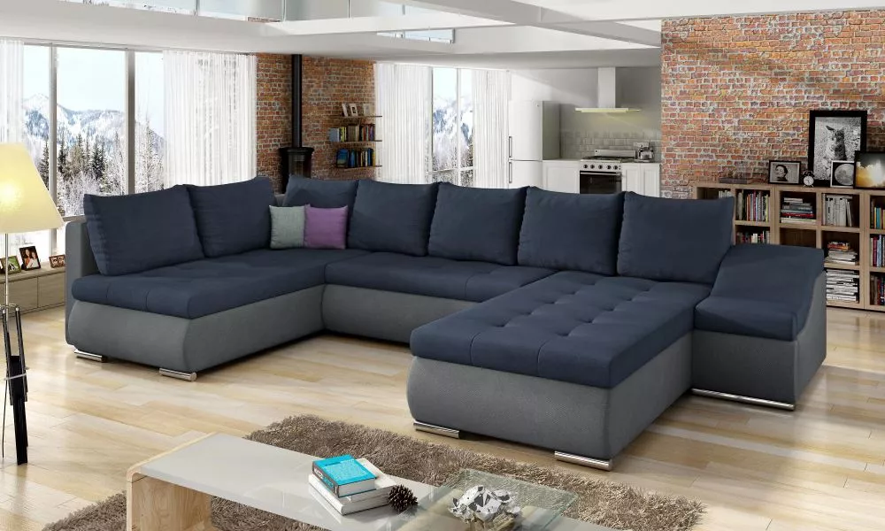 Dīvāns Giovanni Lux standard · Zils + pelēks · 200 × 340 × 88 cm