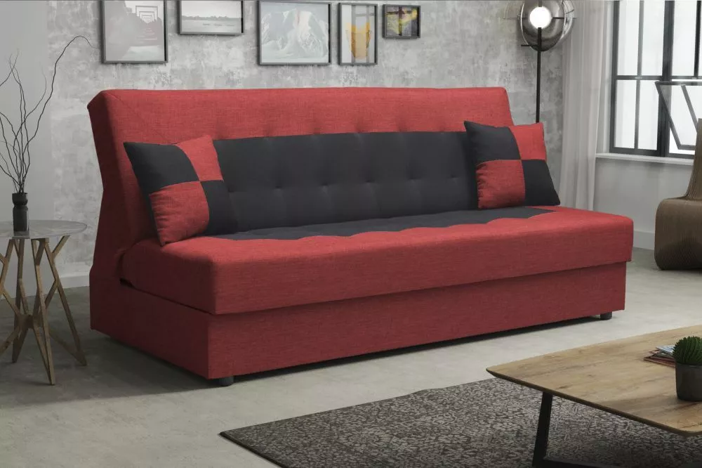 Dīvāns Polo Standard · Sarkans + melns · 80 × 192 × 96 cm