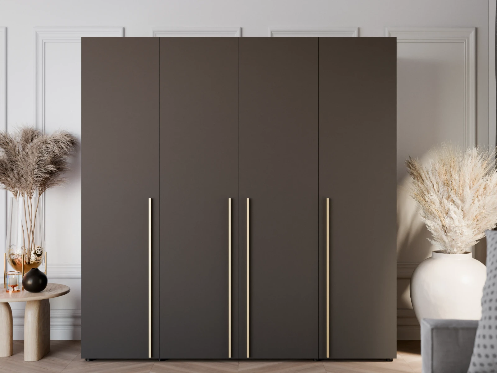 Skapis Domino SZ · Melns · 200 × 60 × 206 cm