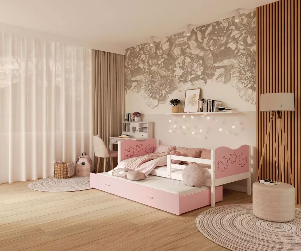 Bērnu gulta Max P2 MDF 90x200 ar stelāžām Guļamvietas platums: 90 cm, Guļamvietas garums: 200 cm, · 96 × 208 × 74 cm