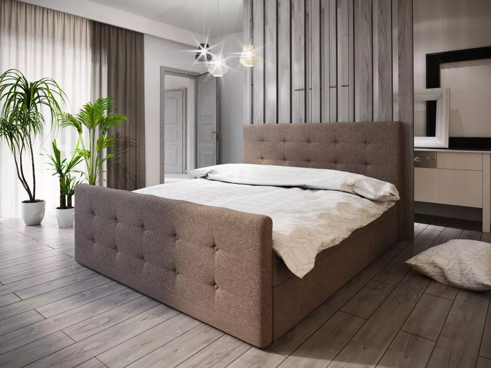 Gulta Milano 1 Boxspring Standard Guļamvietas platums: 160 cm, Guļamvietas garums: 200 cm, · Brūns · 165 × 216 × 106 cm