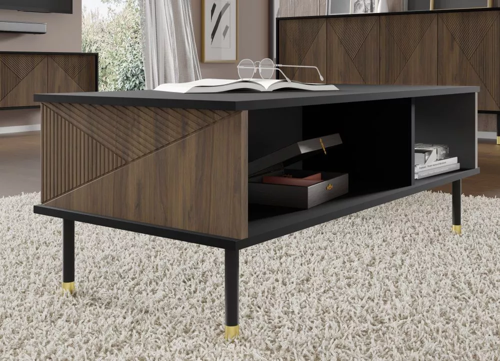 Žurnālgalds Woody L Korpusa krāsa: melns, · 110 × 55 × 45 cm