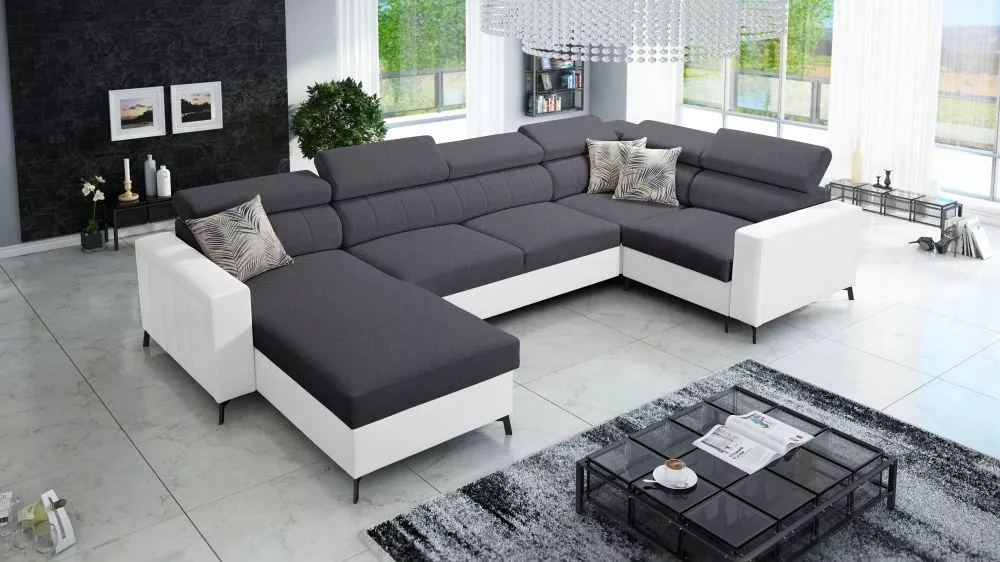 Dīvāns Baltico 5 Maxi Standard · Grafīts + balts · 198 × 351 × 83 cm