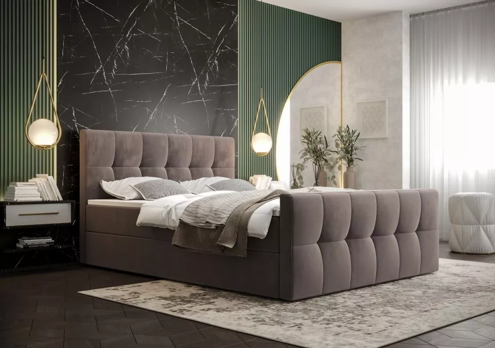 Gulta Manhattan Comfort Boxspring Standard Guļamvietas platums: 160 cm, Guļamvietas garums: 200 cm, · Brūns · 160 × 218 