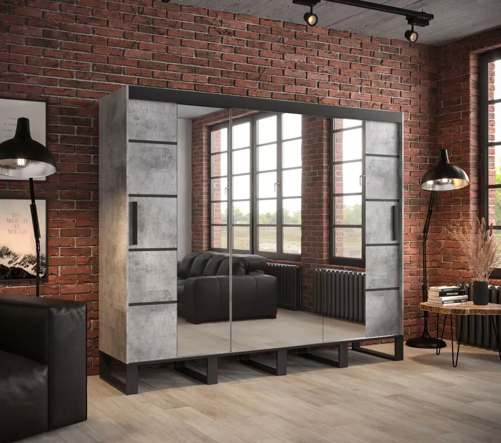 Skapis Loft V4 · Betons · 250 × 62 × 212 cm