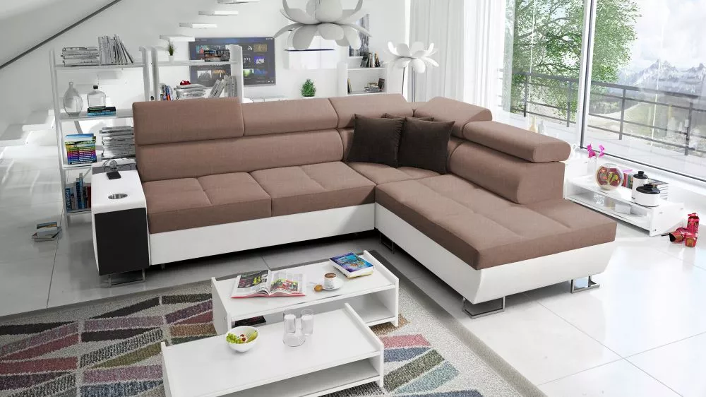 Dīvāns Morena 7 Premium Standard · Brūns + balts · 221 × 283 × 84 cm
