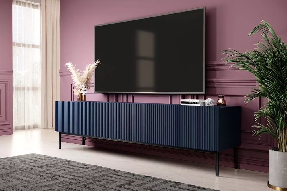 TV tumba Nicole RTV 200 2K1SZ Black · Zils · 200 × 45 × 53 cm