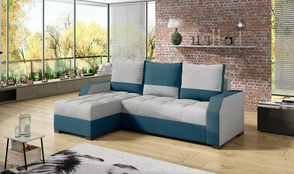 Dīvāns Aris standard · Pelēks + tirkīzs · 150 × 250 × 90 cm