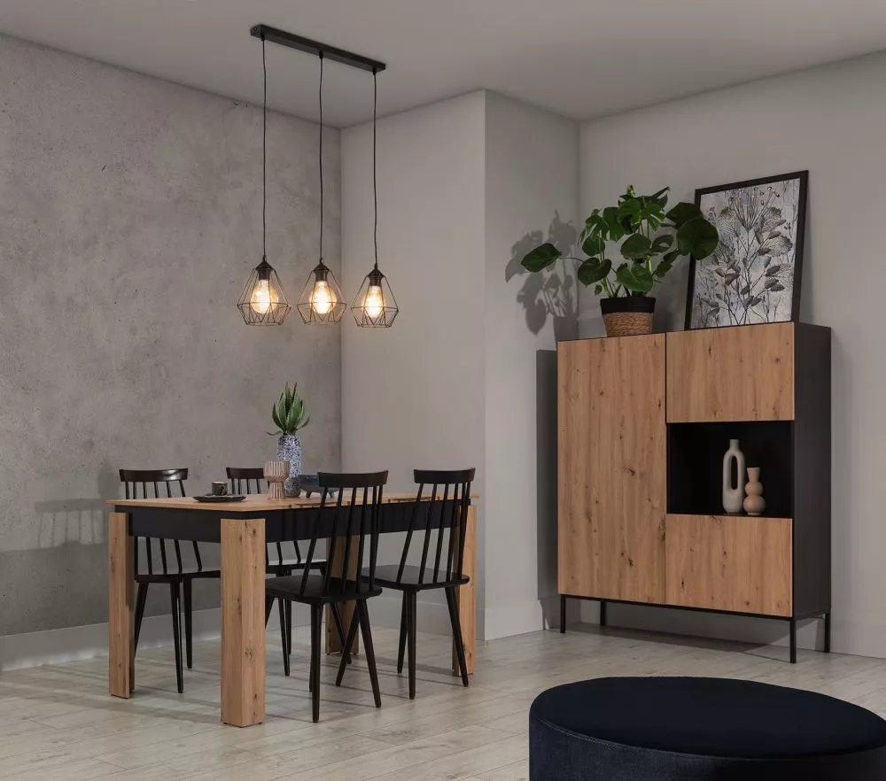 Lampa Benigne 3 veids: piekaramā, · Melns · 70 × 25 × 110 cm