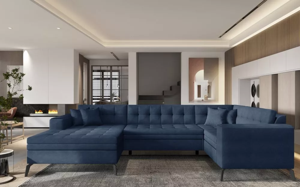 Dīvāns Montez standard · Tumši zils · 180 × 340 × 93 cm