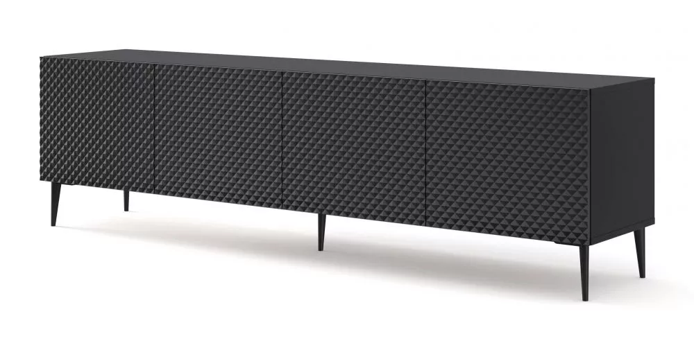 TV tumba Ravenna C Black RTV 4D · Melns · 199.6 × 41.8 × 55.8 cm