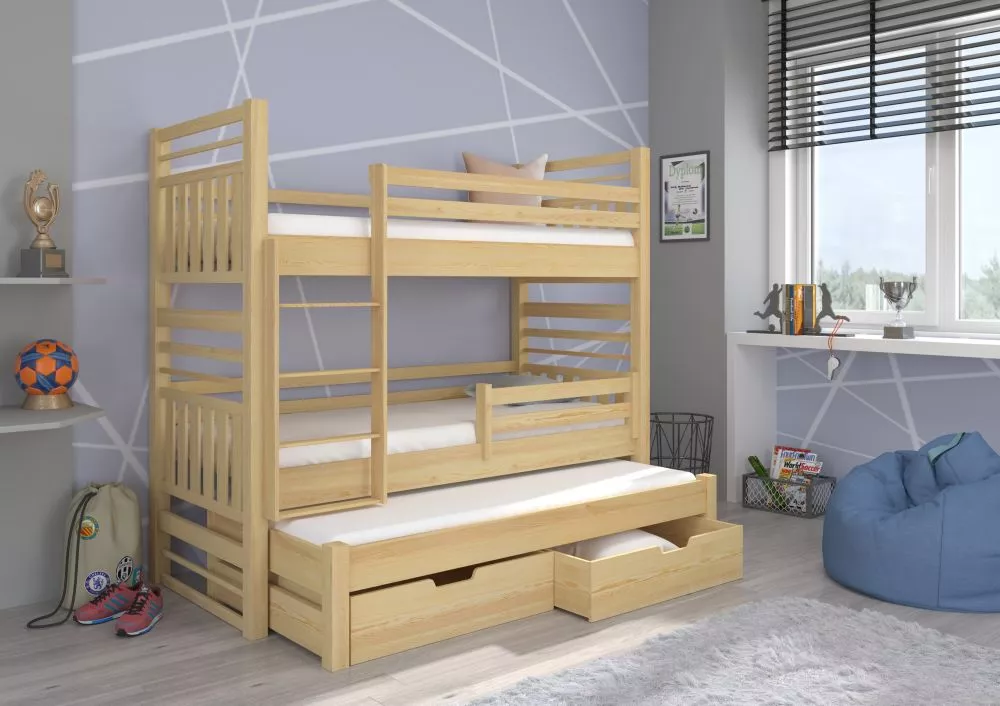 Bērnu gulta Hipolit ar stelāžām Kāpņu puse: Pa labi, Guļamvietas platums: 80 cm, Guļamvietas garums: 180 cm, · 87 × 190 