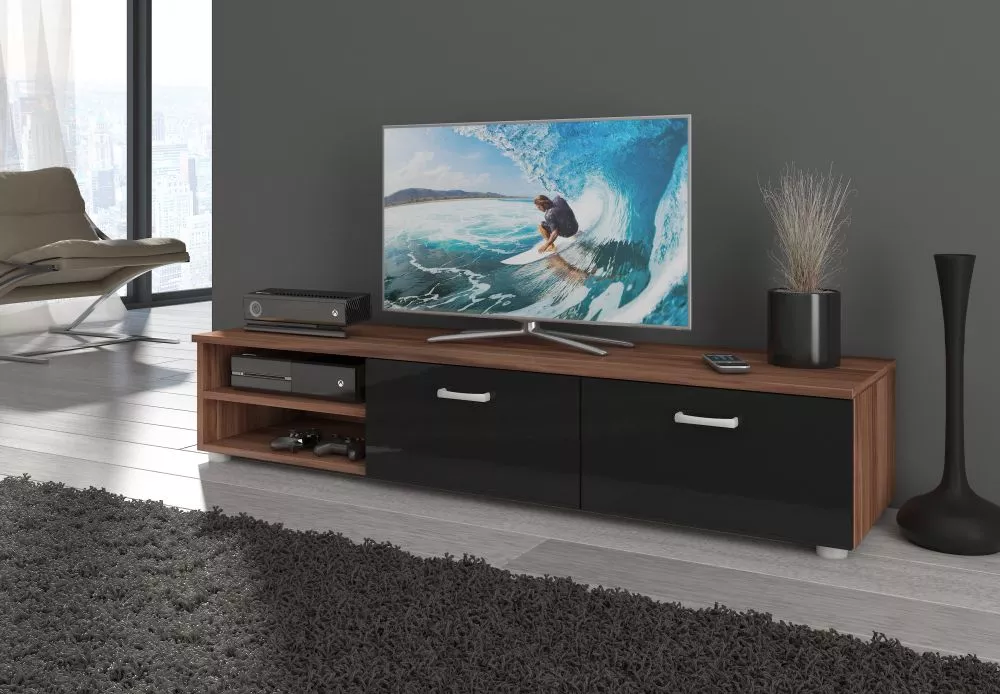 TV tumba Magic mag 03 · Plūmju + melns spīdīgs · 144 × 38 × 29 cm