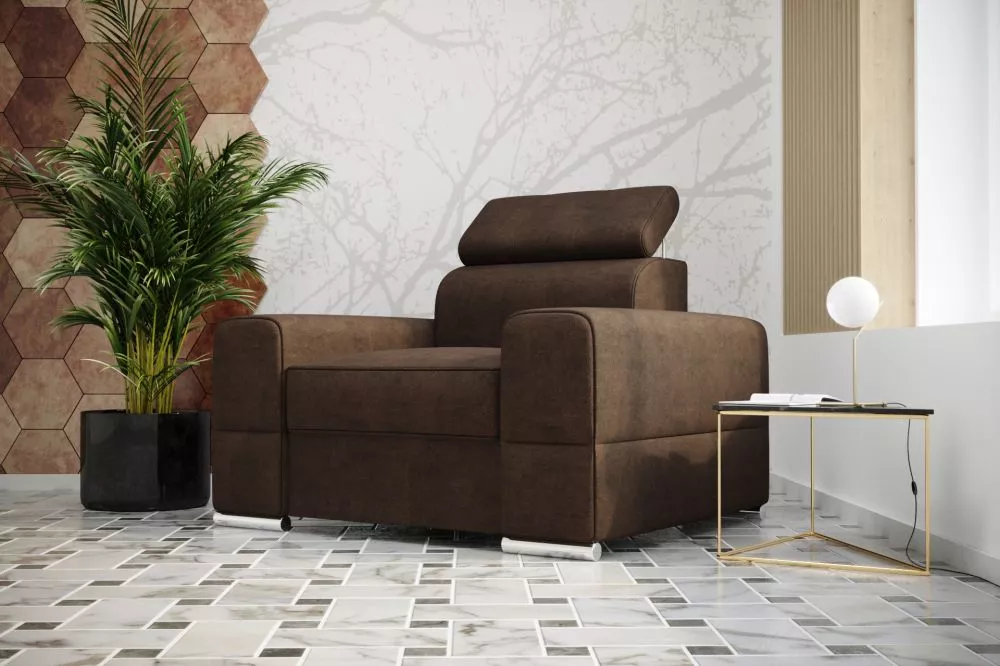 Mīksts krēsls Royal 1S standard Sēdvietas dziļums: 61 cm, · Tumši brūns · 114 × 99 × 79 cm