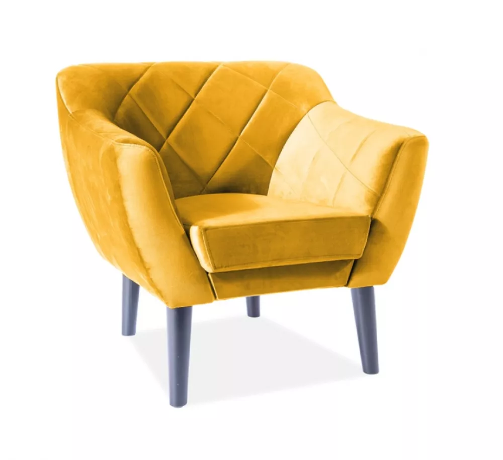 Mīksts krēsls Karo 1 Velvet Sēdvietas dziļums: 54 cm, · Dzeltens · 78 × 75 × 76 cm