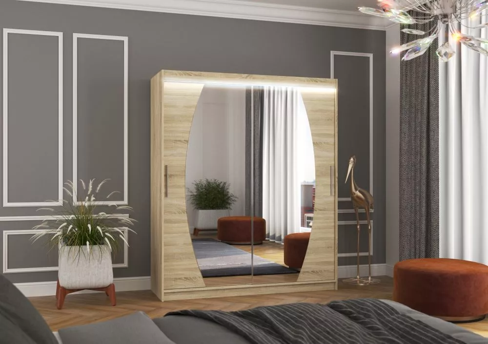 Skapis Baltimore ar LED · Sonoma · 180 × 58 × 215 cm