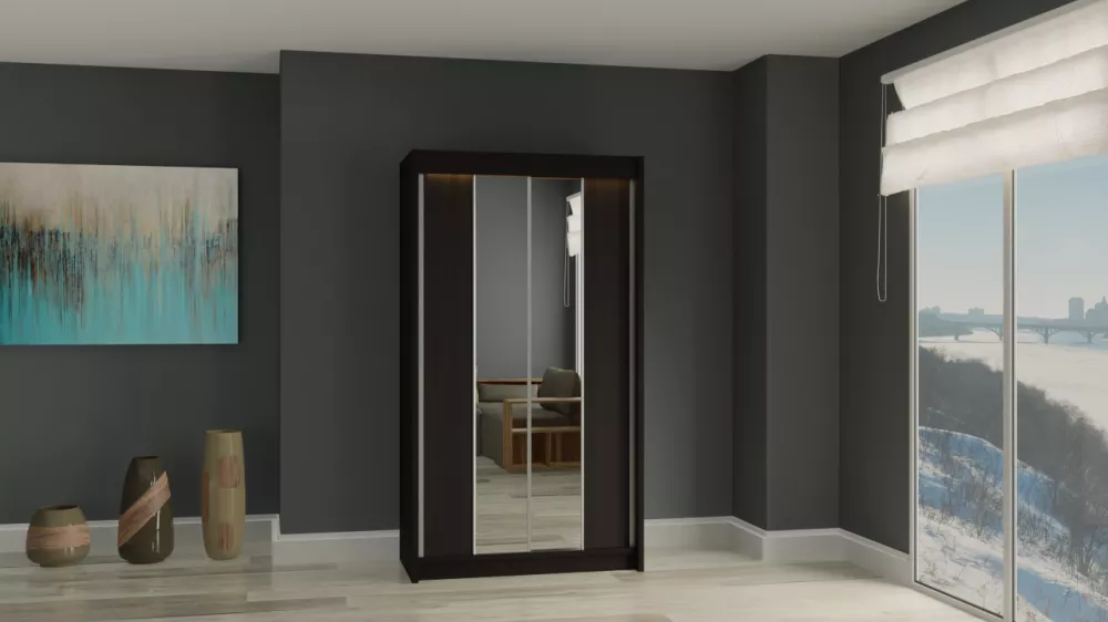 Skapis Luzon ar LED · Venge · 120 × 61 × 216 cm