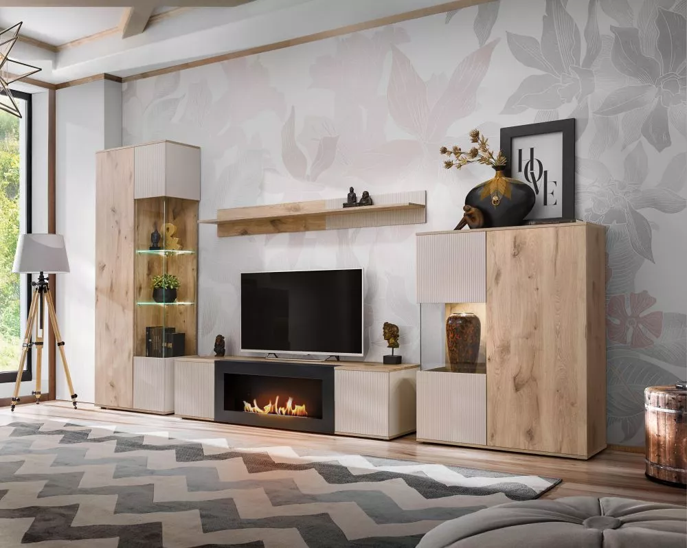 Sekcija Catalina K ar LED Korpusa krāsa: ozols viking, · 320 × 45 × 197 cm