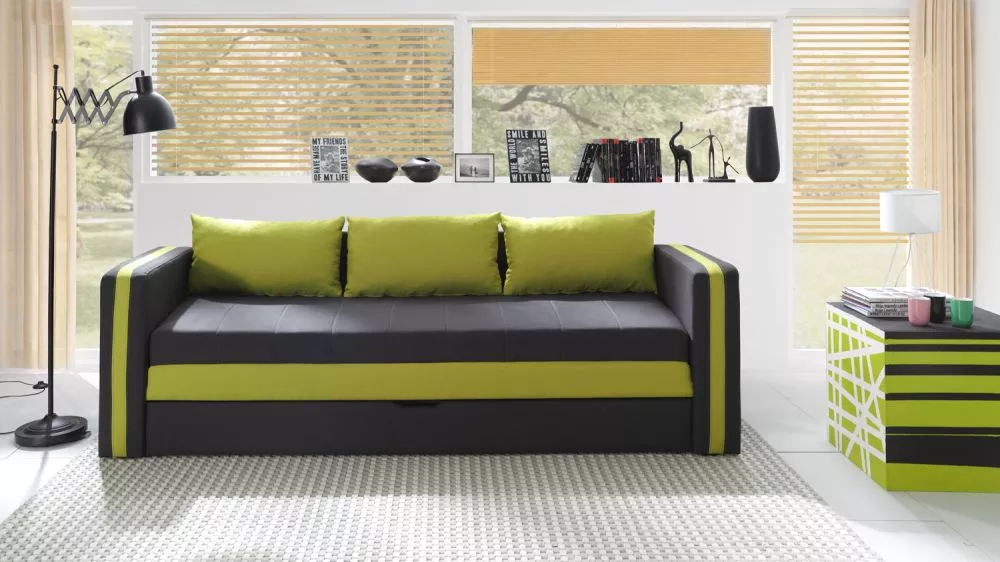 Dīvāns Euforia Duo Sofa Standard · Melns + zaļš · 75 × 222 × 77 cm